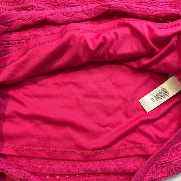 Eliza J NWT hot pink sleeveless crochet knit knee length dress size L - Picture 9 of 9